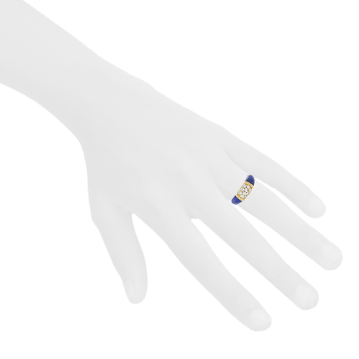 Van Cleef & Arpels Philippine  1960's ring in yellow gold, lapis-lazuli and diamonds - Detail D1