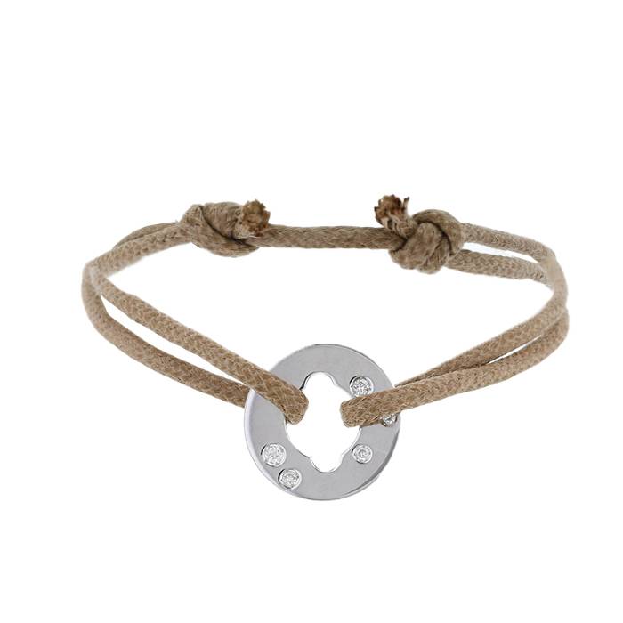 Bracelet Cible Dinh Van Or Blanc 12 mm sur cordon