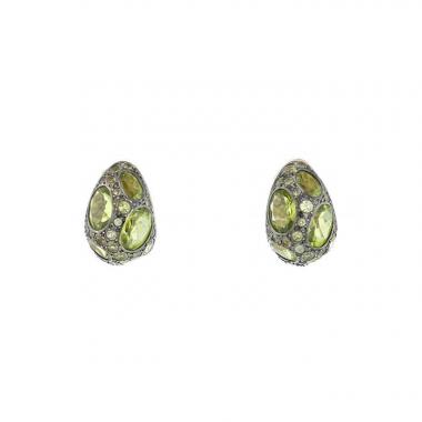 Pomellato Tabou earrings in pink gold, silver and peridots