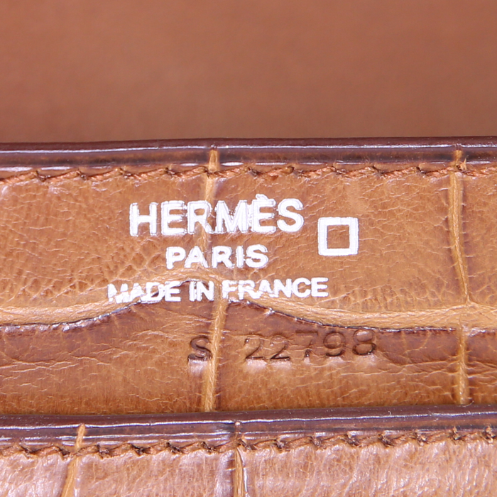Pochette Hermès  Verrou en crocodile marron - Detail D3