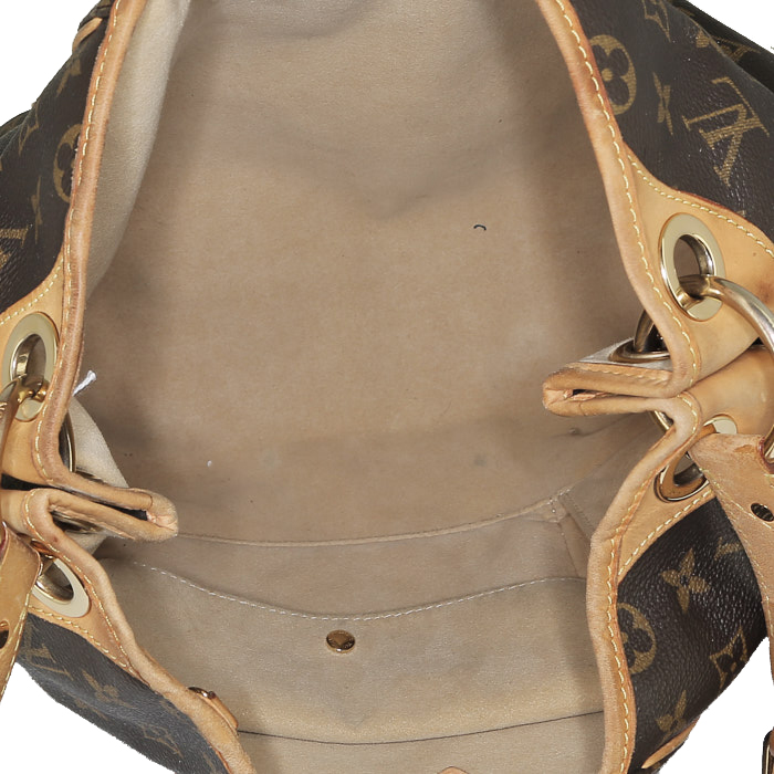 Borsa Louis Vuitton  Galliera in tela monogram marrone e pelle naturale - Detail D2