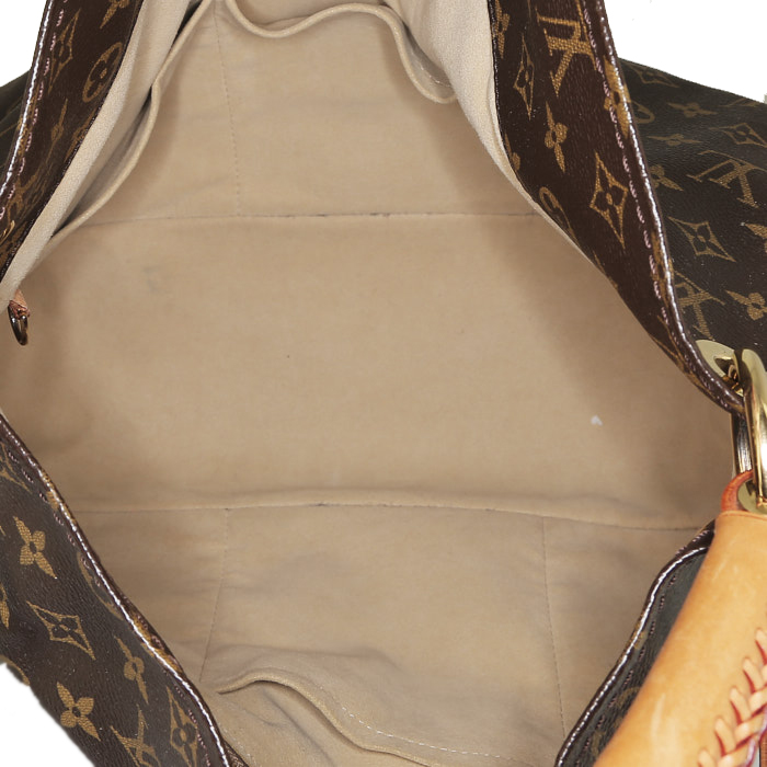 Bolso de mano Louis Vuitton  Artsy en lona Monogram marrón y cuero natural - Detail D2