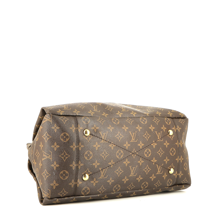 Louis Vuitton  Artsy handbag  in brown monogram canvas  and natural leather - Detail D4