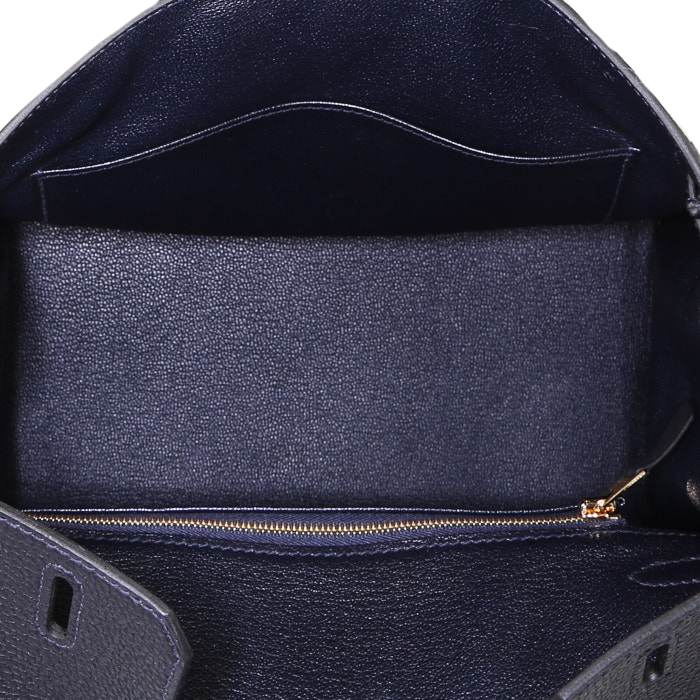 Borsa Hermès  Birkin 25 cm in pelle togo Bleu Caban - Detail D2