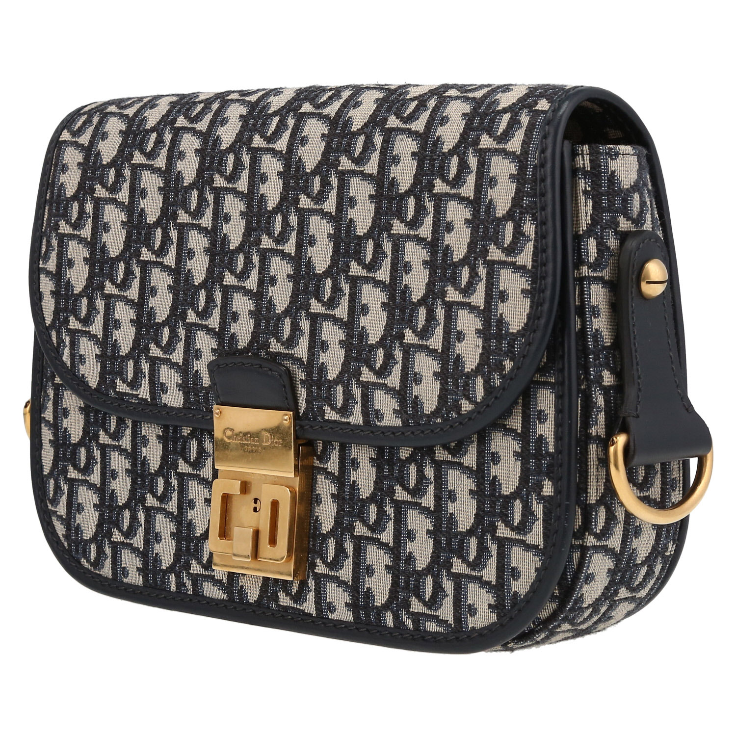 Bolso bandolera Dior  Oblique en lona Monogram Oblique y cuero azul - Detail D3