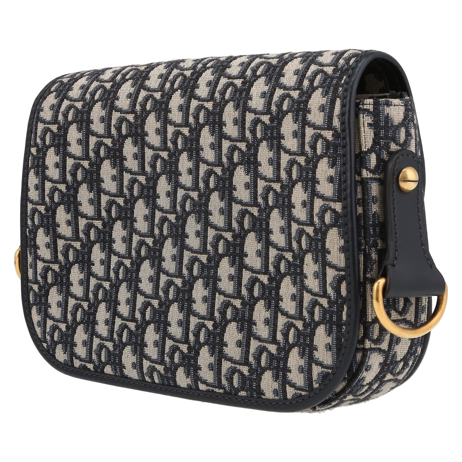 Sac bandoulière Dior  Oblique en toile monogram Oblique et cuir bleu - Detail D5