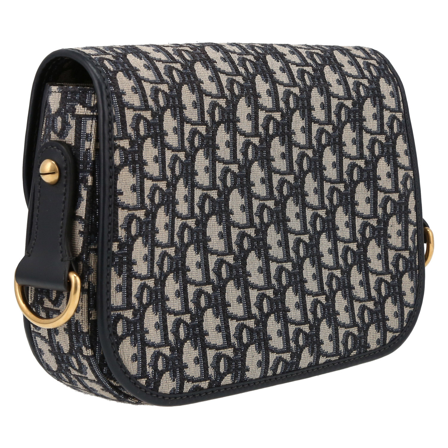 Sac bandoulière Dior  Oblique en toile monogram Oblique et cuir bleu - Detail D6