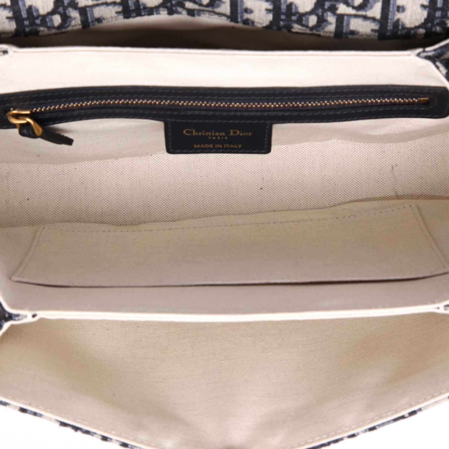 Dior  Oblique shoulder bag  monogram canvas Oblique  and blue leather - Detail D8