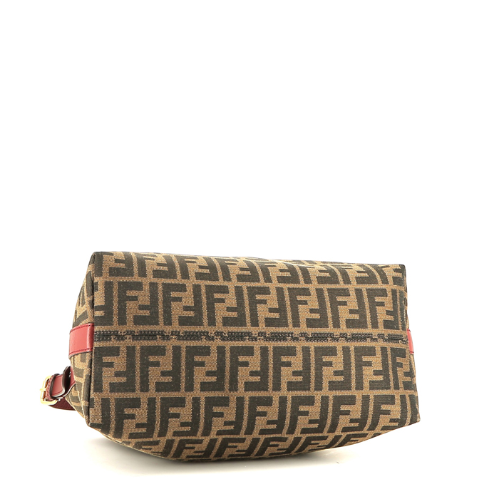 Bolso de mano Fendi   en lona Monogram marrón y cuero marrón - Detail D4