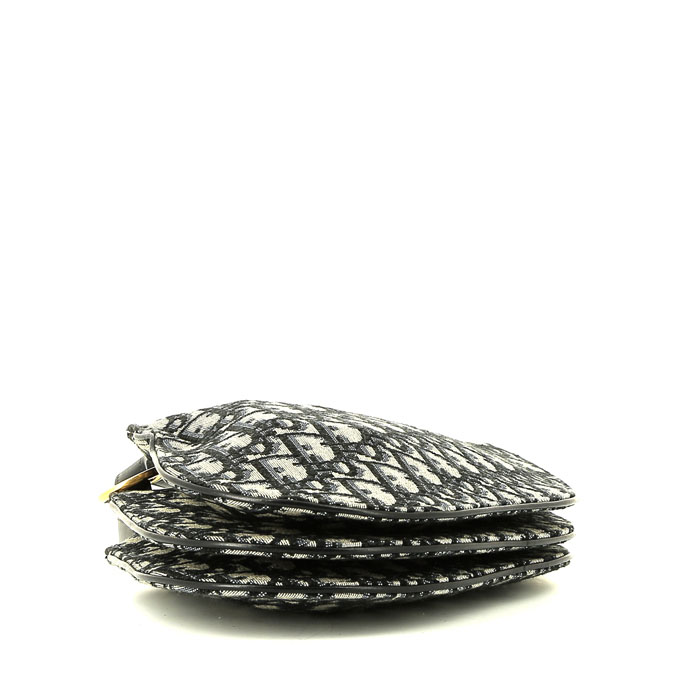 Borsa/pochette Dior  Saddle in tessuto a monogramma Oblique blu e pelle blu - Detail D4