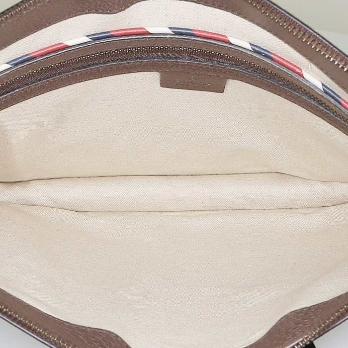 Gucci   shoulder bag  in beige logo canvas  and brown leather - Detail D2
