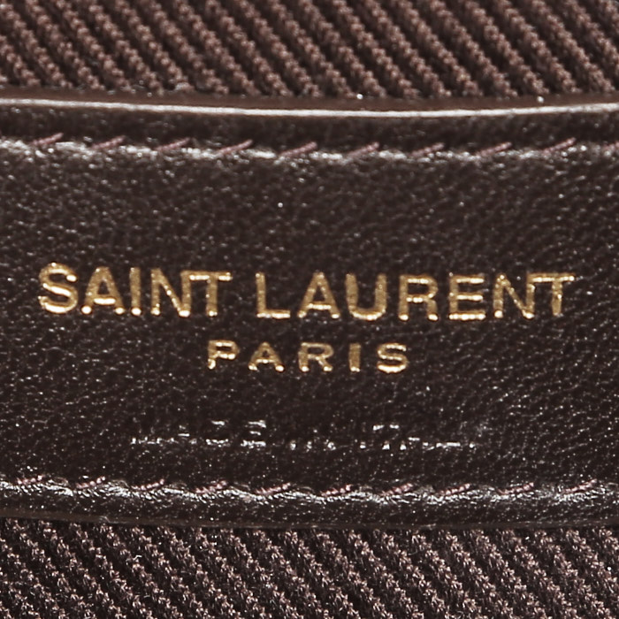 Bolso de mano Saint Laurent  Monogramme en lona Monogram marrón y cuero marrón - Detail D3