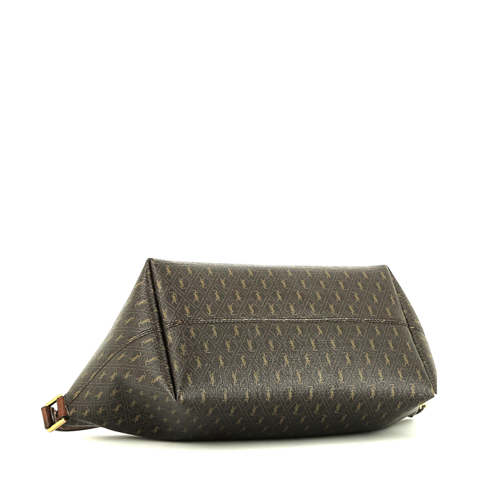 Sac à main Saint Laurent  Monogramme en toile monogram marron et cuir marron - Detail D4
