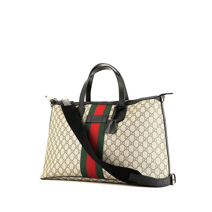 Gucci  Boston handbag  in beige monogram canvas  and black leather - 00pp