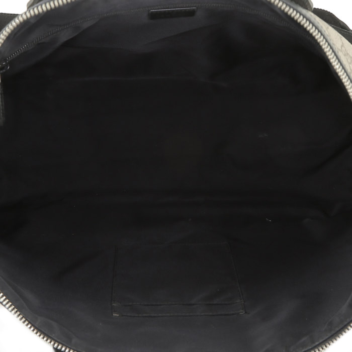 Sac à main Gucci  Boston en toile monogram beige et cuir noir - Detail D3