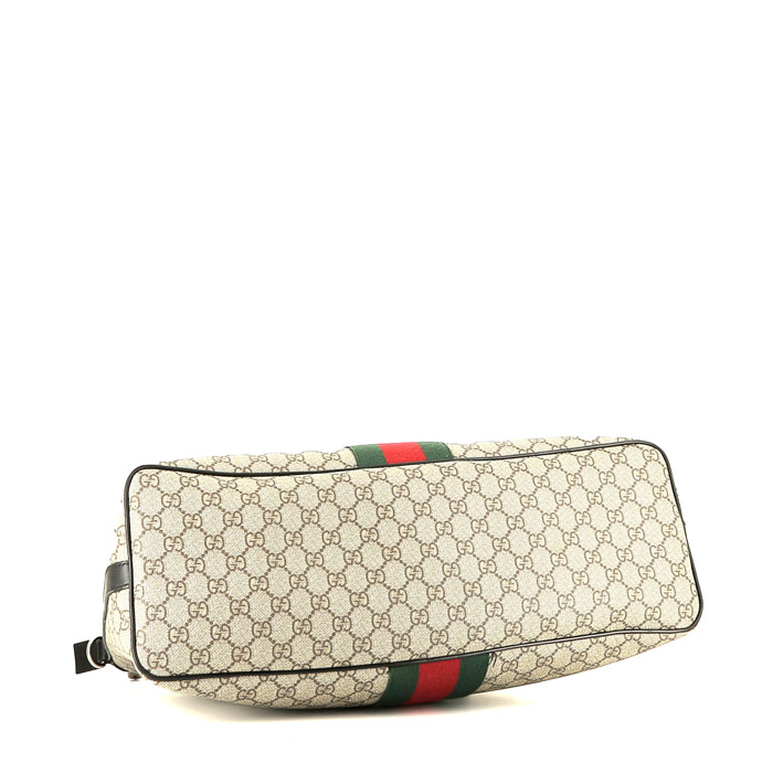Borsa Gucci  Boston in tela monogram beige e pelle nera - Detail D5