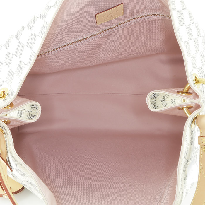 Sac à main Louis Vuitton Graceful en toile damier azur et cuir naturel - Detail D2