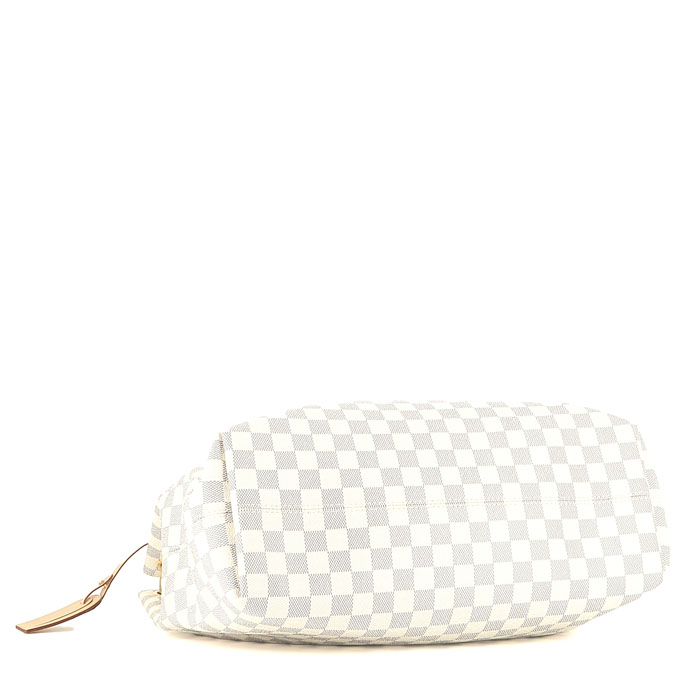 Louis Vuitton Graceful handbag in azur damier canvas and natural leather - Detail D4