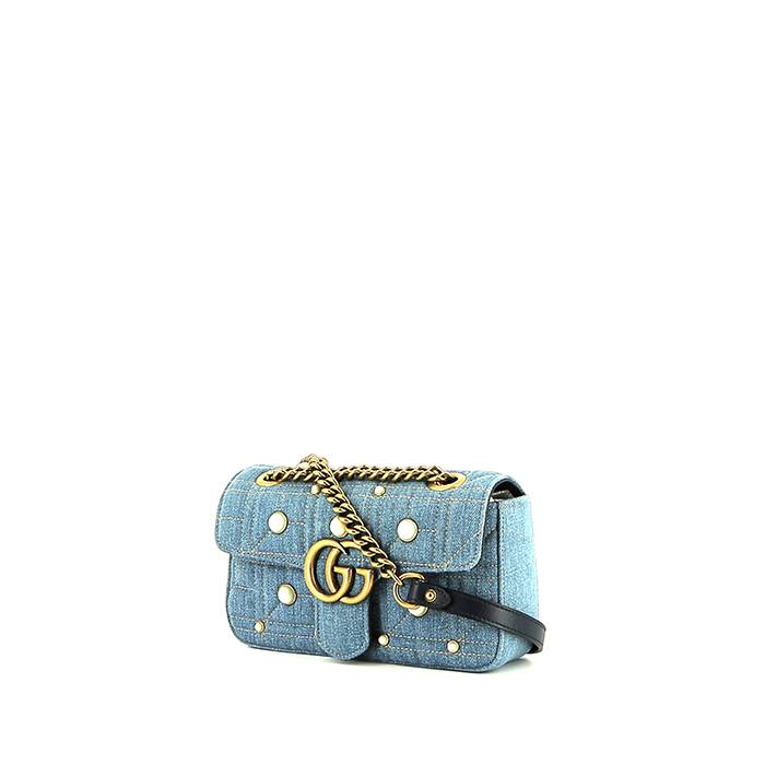 Gucci  GG Marmont small model  shoulder bag  in blue denim - 00pp