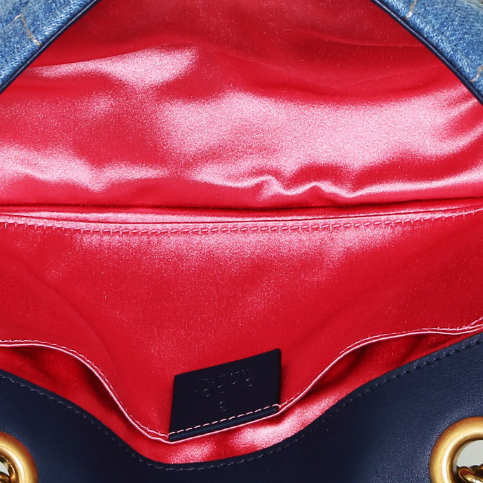 Gucci  GG Marmont small model  shoulder bag  in blue denim - Detail D3