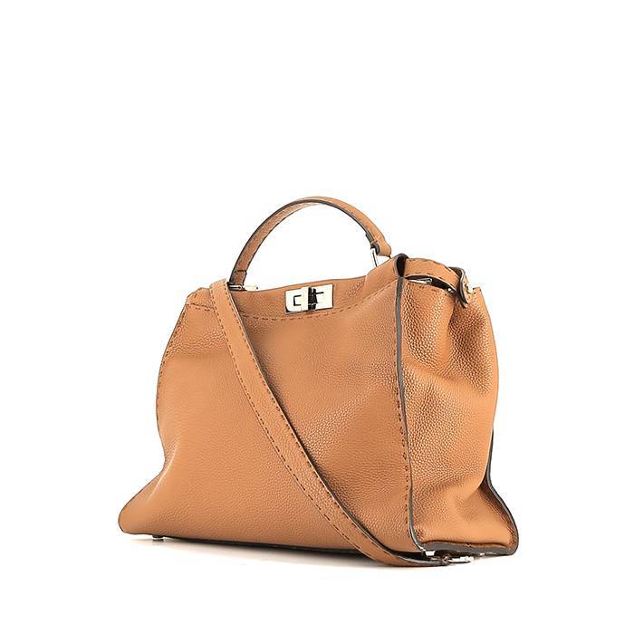 Fendi  Peekaboo Selleria handbag  in gold grained leather - 00pp