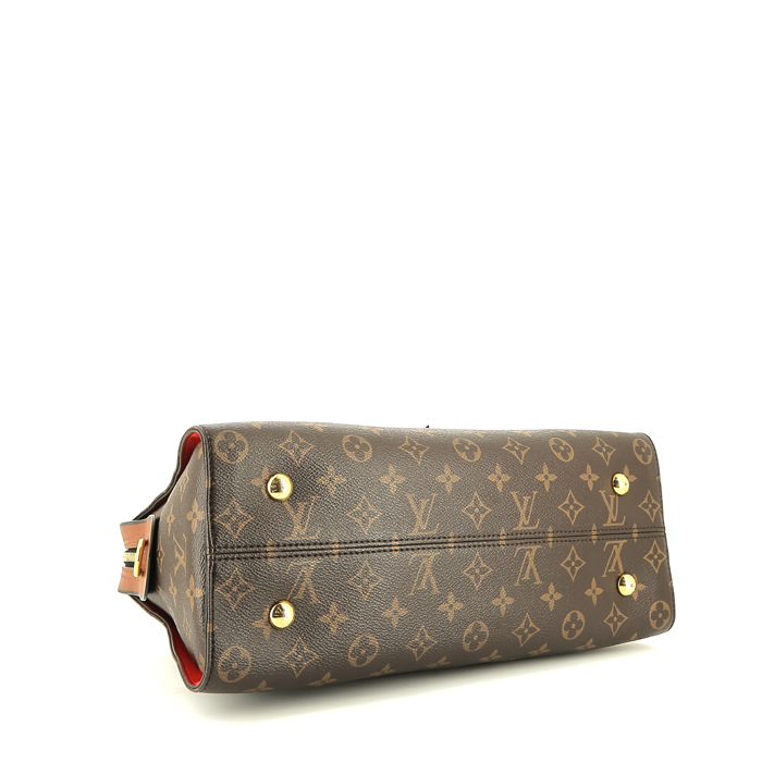 Louis Vuitton  Tuileries handbag  in brown and black leather  and brown monogram canvas - Detail D5
