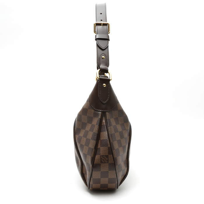 Louis Vuitton  Thames bag worn on the shoulder or carried in the hand  in ebene damier canvas  and brown - Detail D7
