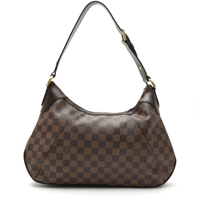 Sac porté épaule ou main Louis Vuitton  Thames en toile damier ébène et cuir glacé marron - Detail D8