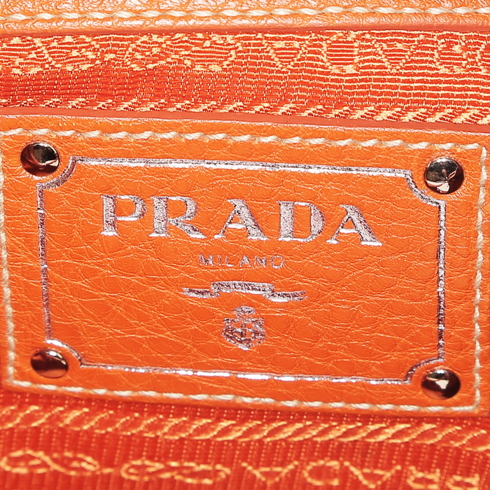 Borsa Prada   in pelle martellata arancione - Detail D3