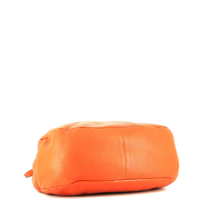 Sac à main Prada   en cuir grainé orange - Detail D4