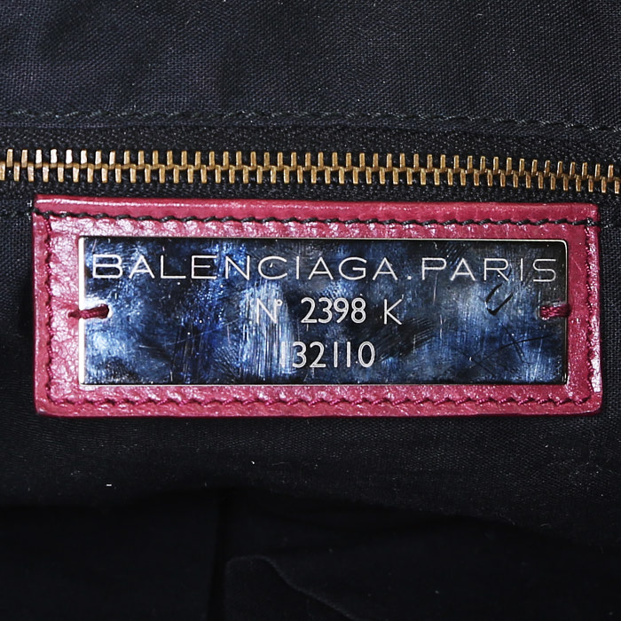 Bolso de mano Balenciaga  City en cuero color burdeos - Detail D3