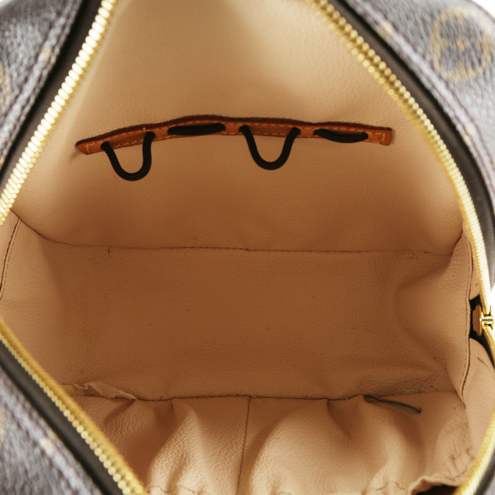 Louis Vuitton  Spontini  handbag  in brown monogram canvas  and natural leather - Detail D3