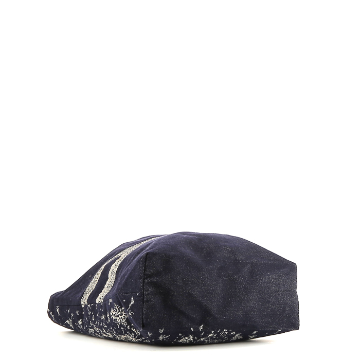 Shopping bag Dior   in tela denim blu e bianca - Detail D4