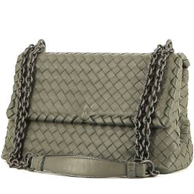 Bolso bandolera Bottega Veneta  Olimpia en cuero intrecciato gris