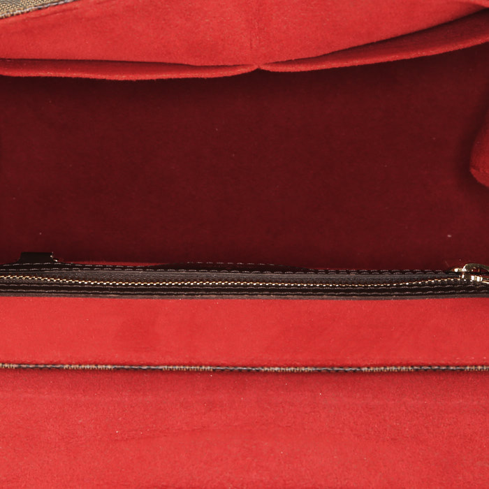 Louis Vuitton  Bergamo handbag  in ebene damier canvas  and brown leather - Detail D3