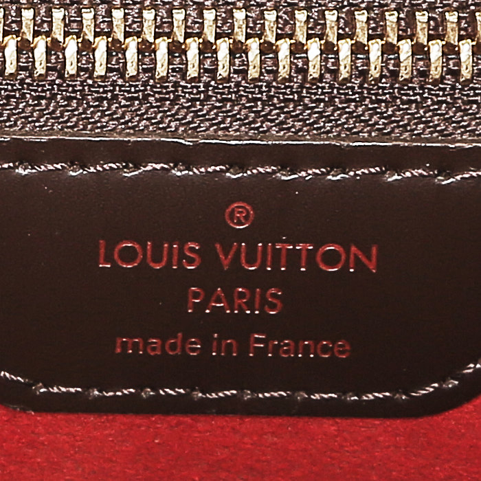 Borsa Louis Vuitton  Bergamo in tela a scacchi ebana e pelle marrone - Detail D4