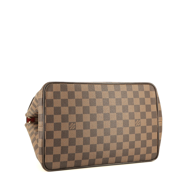 Louis Vuitton  Bergamo handbag  in ebene damier canvas  and brown leather - Detail D5