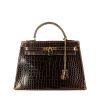 Hermès  Kelly 32 cm handbag  in brown crocodile - 360 thumbnail