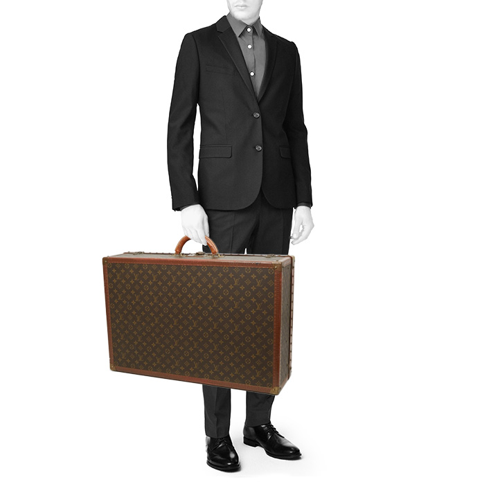 Louis Vuitton Alzer 70 suitcase monogram canvas and natural leather - Detail D1