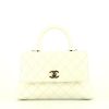 Chanel  Coco Handle mini  shoulder bag  in white quilted grained leather - 360 thumbnail