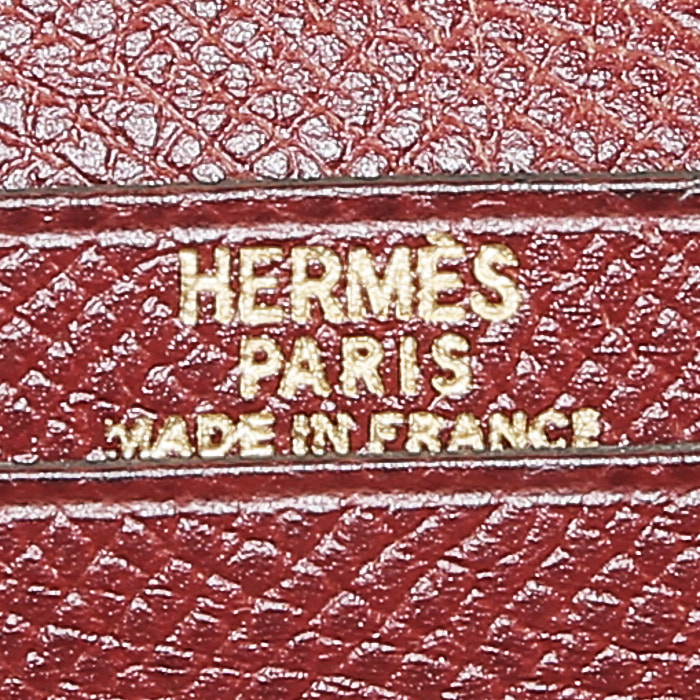 Billetera Hermès  Bearn en cuero epsom color frambuesa - Detail D3