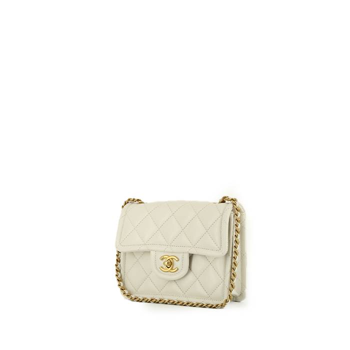 Chanel  Mini Timeless shoulder bag  in white quilted grained leather - 00pp