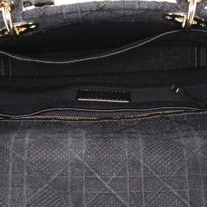 Dior  Lady D-Light handbag  in black canvas - Detail D3