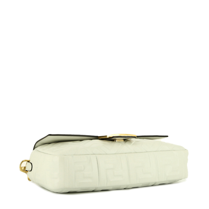 Bolso de mano Fendi  Baguette en cuero blanco - Detail D5