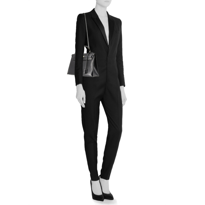 Borsa Hermès  Kelly 32 cm in pelle box blu marino - Detail D2