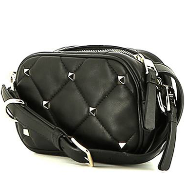 Burberry Black Studded Leather Mini Olympia Zip Shoulder Bag