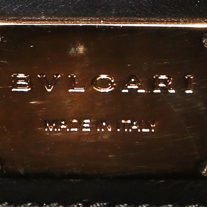 Sac bandoulière Bulgari  Serpenti Diamond Blast en cuir matelassé chevrons vert et noir - Detail D4