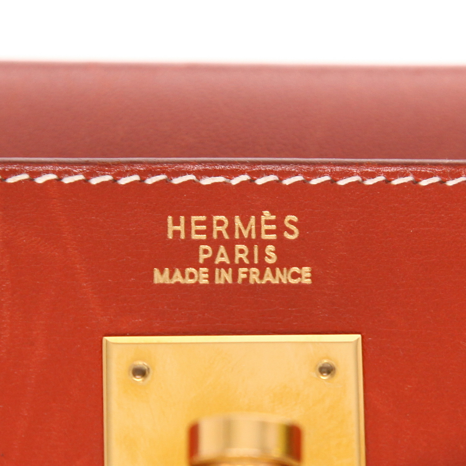 Borsa Hermès  Kelly 32 cm in pelle box rosso mattone - Detail D2