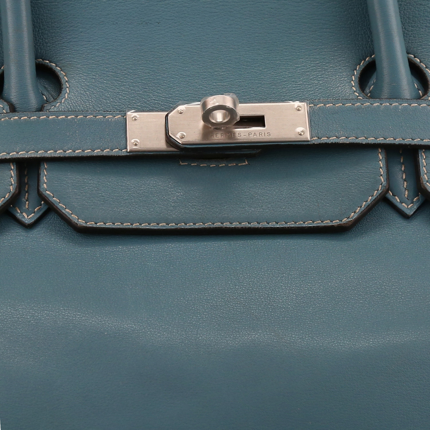 Sac à main Hermès  Birkin 40 cm en cuir Swift bleu-jean - Detail D1