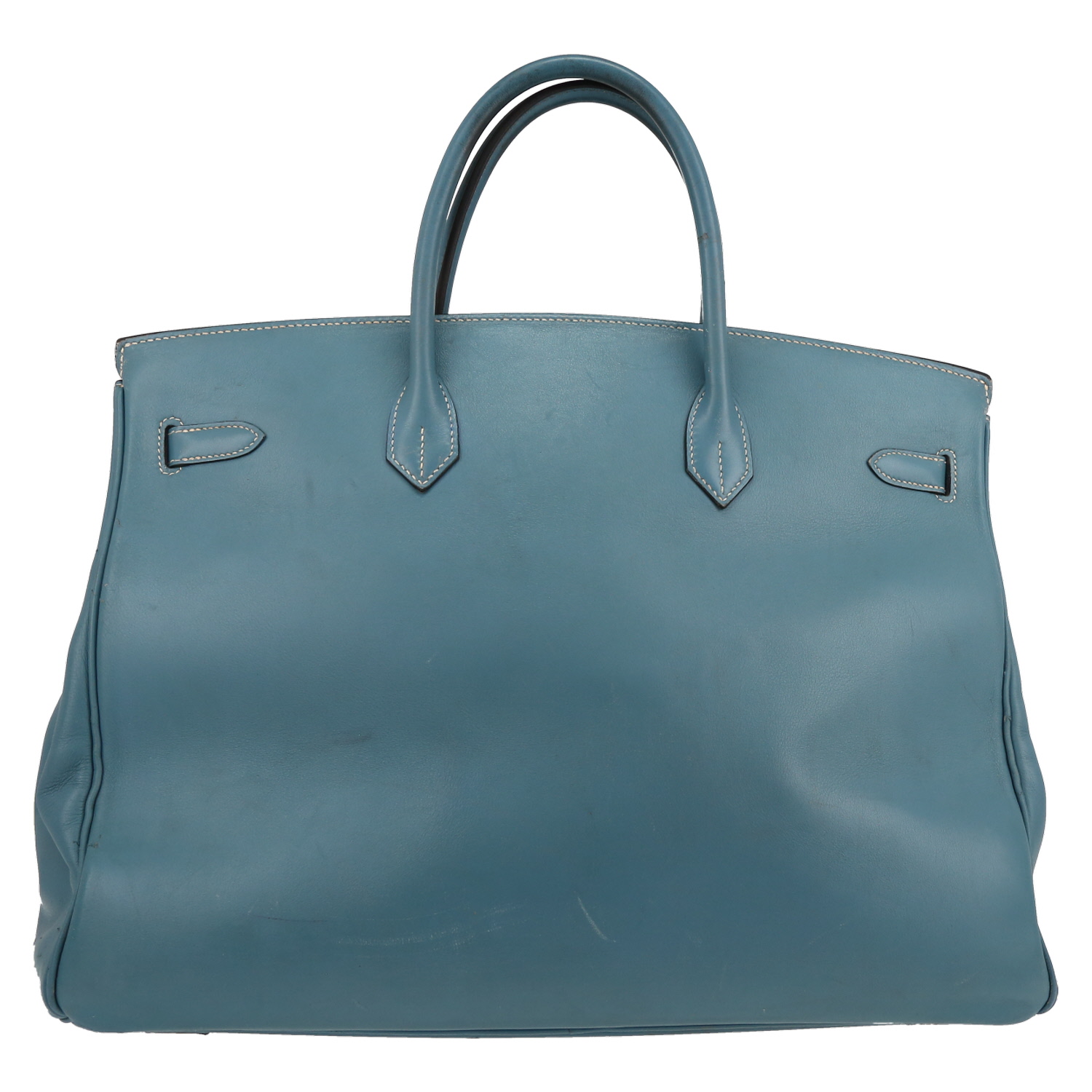 Sac à main Hermès  Birkin 40 cm en cuir Swift bleu-jean - Detail D7